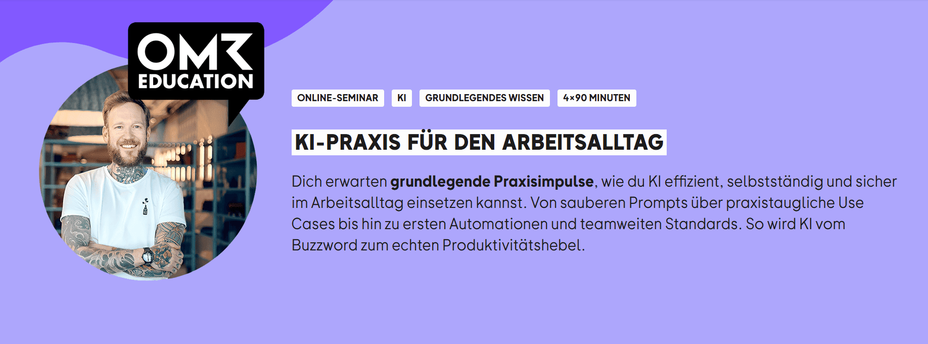 OMR Sven Wiesner KI-Praxis für den Arbeitsalltag Online Seminar Neon Gold Innovations